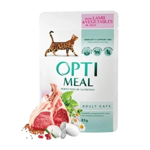 Optimeal Adult & Senior våtfôr med lam og grønnsaker til katt 12 x 85 g