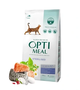 Optimeal Sterilised tørrfôr med laks til katt 10 kg