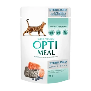Optimeal Sterilised våtfôr med laks og blåbær til katt 12 x 85 g