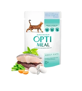Optimeal våtfôr i gelé med torsk og grønnsaker til katt 12 x 85 g
