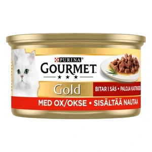 Purina Gourmet Gold biter i saus med biff, boks 85 g