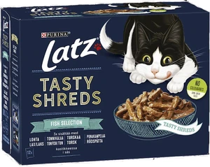 Purina Latz Tasty Shreds Fish Selection våtfôr til katt 12 x 80 g