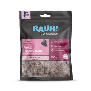 Rauh! godbit med svin og blåbær til hund 100 g