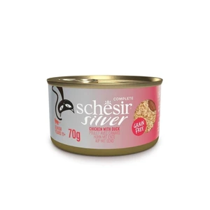 Schesir Silver Mousse & Shreds med kylling og and våtfôr til katt 70 g