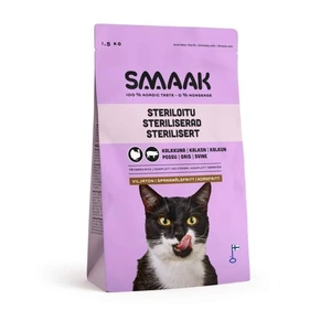 SMAAK Sterilised kornfritt tørrfôr med kalkun og svin til katt 1,5 kg