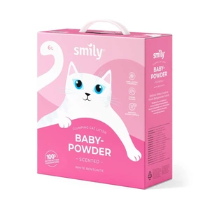 Smily White bentonitt kattesand Babypowder 6 l