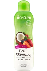 TropiClean djuprensende sjampo med bær og kokosnøtt til kjæledyr 355 ml