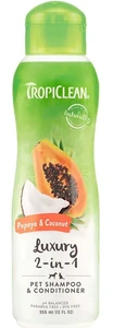TropiClean Papaya & Coconut Luxury 2-i-1 sjampo og balsam til kjæledyr 355 ml